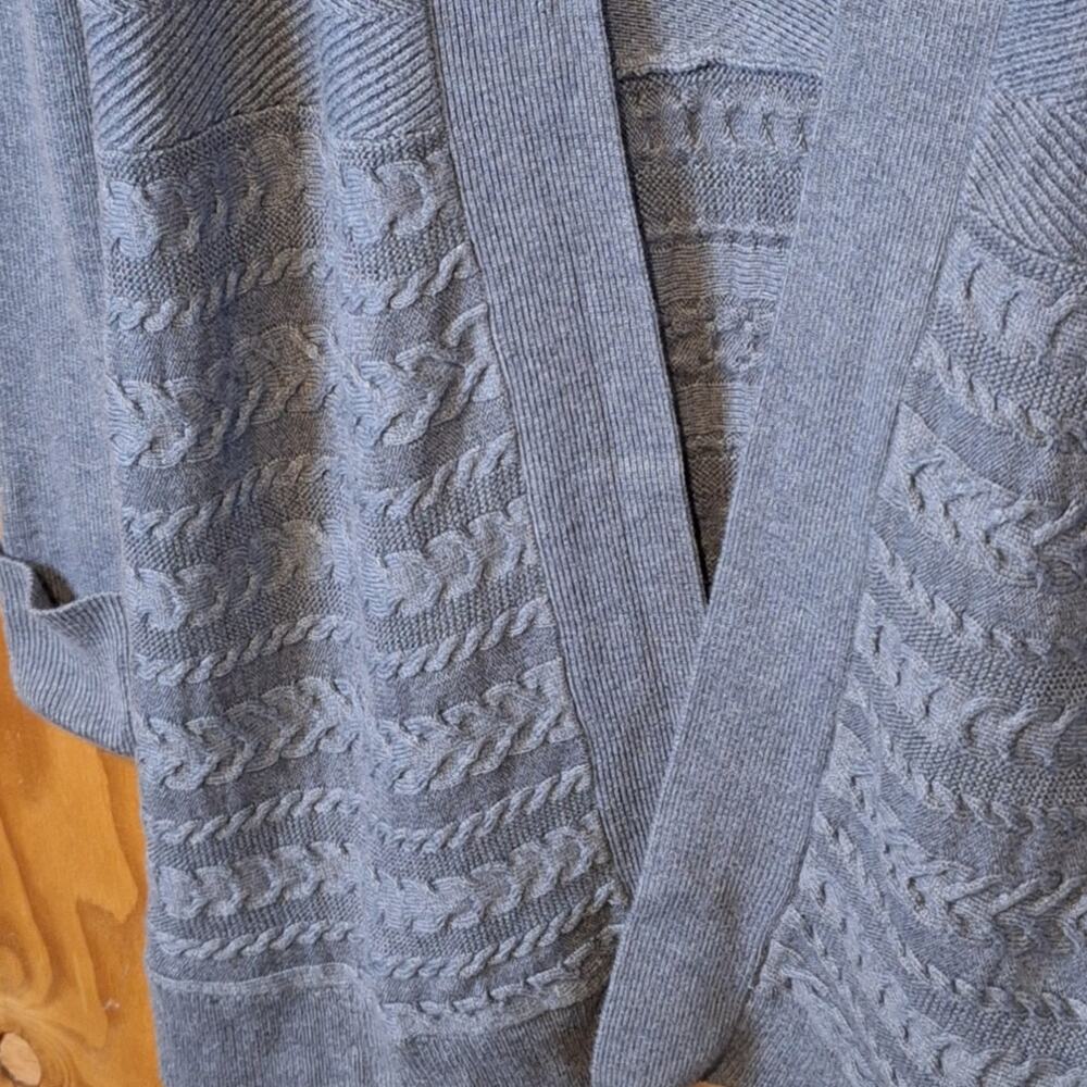 White House Black Market Cardigan Sweater Women's Medium Gray Open Minimalist - Picture 3 of 9